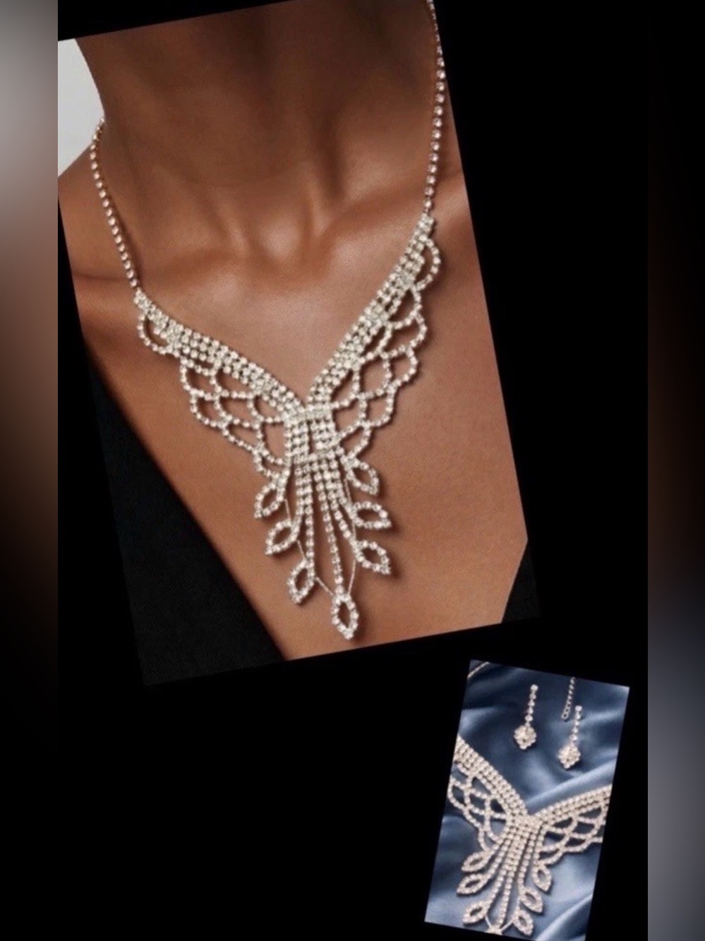 Stunning Crystal Statement Necklace - Silver Tone Bridal & Evening Jewelry